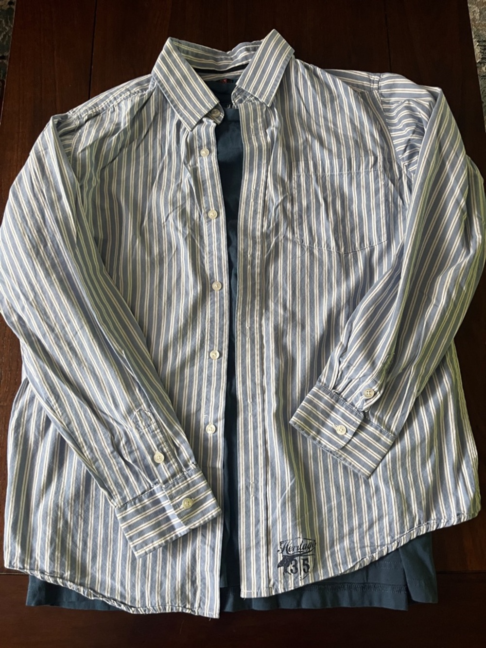 Men’s 82ZERO Blue Stripe Button-Down Shirt & H&M Long sleeve T